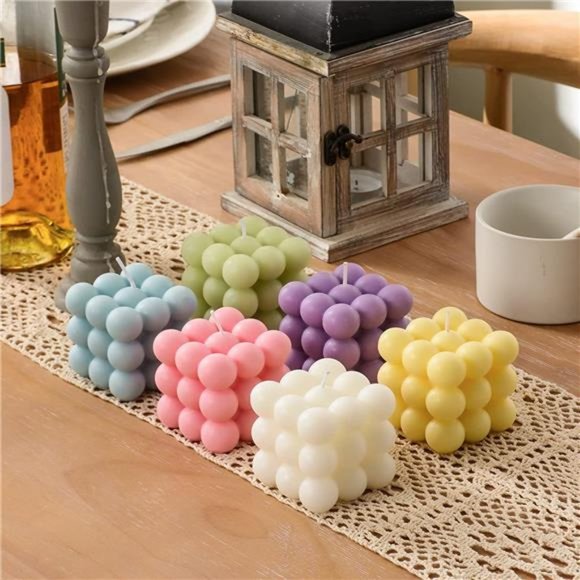 Bubble Candle-Cube Soy Wax Candles,Home Decor Candle,Scented Candle Set 2 Pieces - Picture 5 of 6